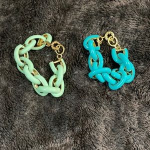 2 bracelets one mint green one turquoise colored